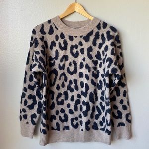 J.Crew Leopard Print Crewneck Merino Sweater